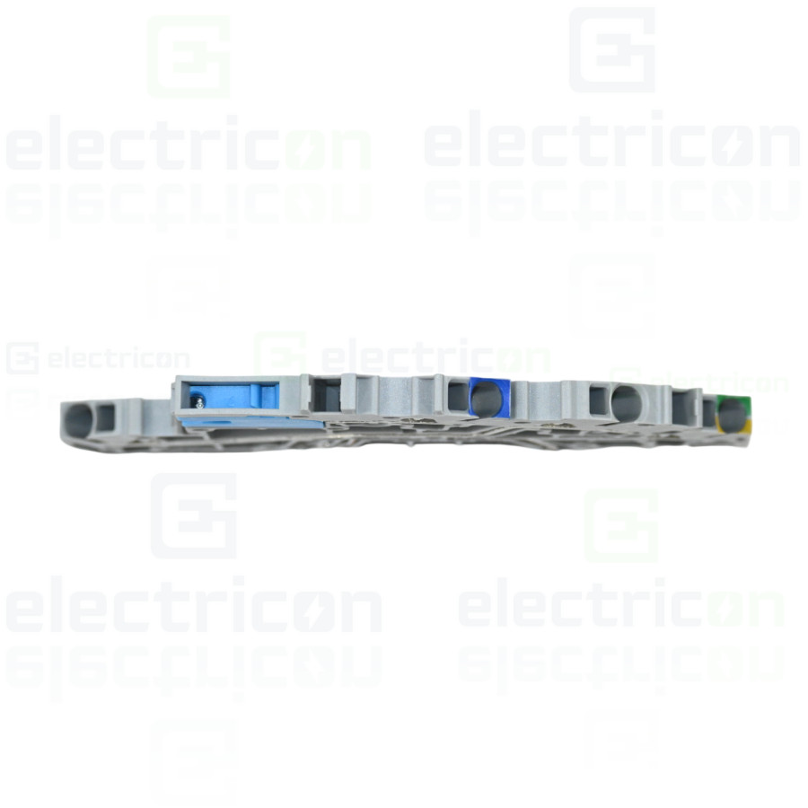 Conector Wago 5 mm² Clema șir, multi etajată cu sloturi cu element deconectare NT/L/PE, 2,5 mm², gri, Push-in CAGE CLAMP, Wago, 