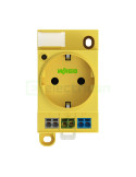 Priză - Schuko 2P+E - șină DIN - LED Push-in - galben - IP20 - Wago - 709-582
