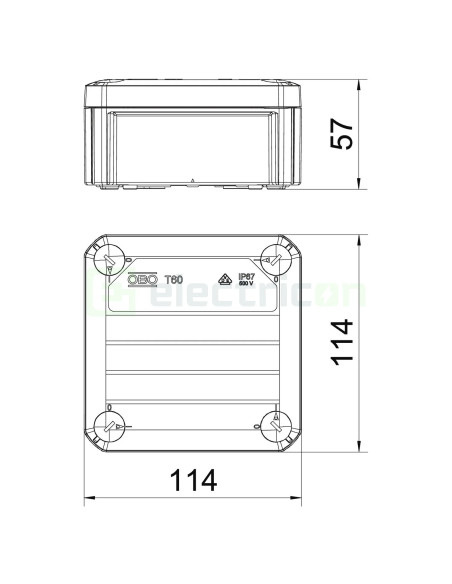Doză ramificație - Cutie conexiuni - 100x100x46mm montaj aparent IP66 fără intrări - OBO Bettermann 2007239