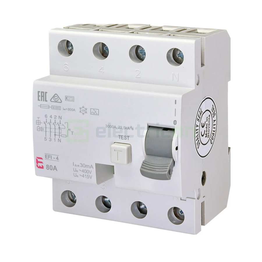 Intreruptor diferential 80A/30mA ETI - 002062545