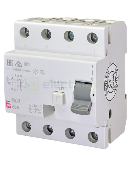 Intreruptor diferential 80A/30mA ETI - 002062545