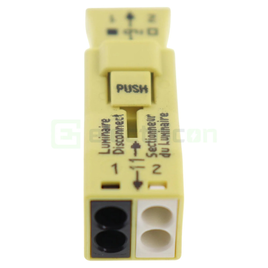 Clemă de derivație 00 mm² Conector pt deconectare corp iluminat; 2 poli; 4,00 mm²; galben – montaj rapid și sigur în aplicații e