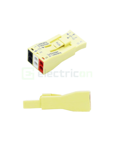 Clemă de derivație 00 mm² Conector pt deconectare corp iluminat; 3 poli; 4,00 mm²; galben – montaj rapid și sigur în aplicații e