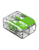 Conector legătură doză 2 conexiuni 0.2-4mm² cu clapetă verde - WAGO 221-422