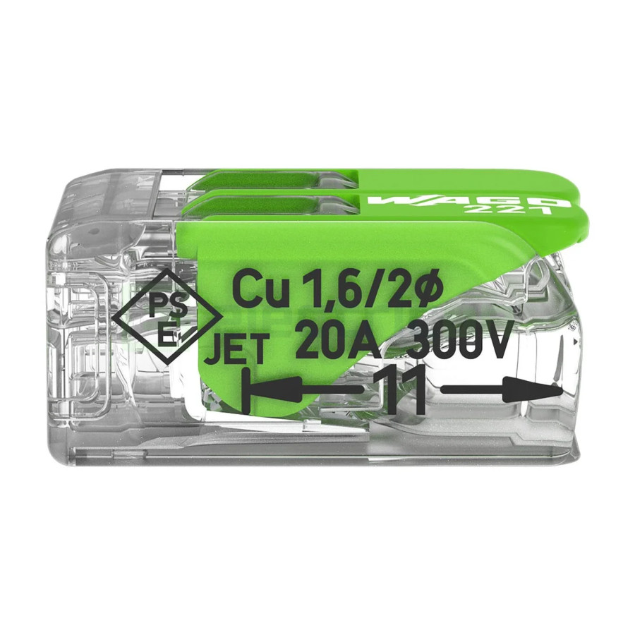 Conector Wago 4mm² Clemă legătură doză, 2x4mm², Wago, 221-422 – montaj rapid și sigur în aplicații electrice diverse