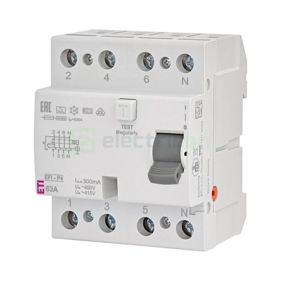 Intreruptor RCCB 63A/300mA ETI - 002061533