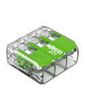 Conector legătură doză 3 conexiuni 0.2-4mm² cu clapetă verde - WAGO 221-423