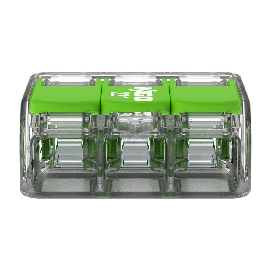 Conector Wago 4mm² Clemă legătură doză, 3x4mm², Wago, 221-423 – montaj rapid și sigur în aplicații electrice diverse