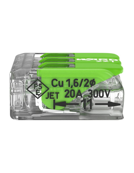 Conector Wago 4mm² Clemă legătură doză, 3x4mm², Wago, 221-423 – montaj rapid și sigur în aplicații electrice diverse