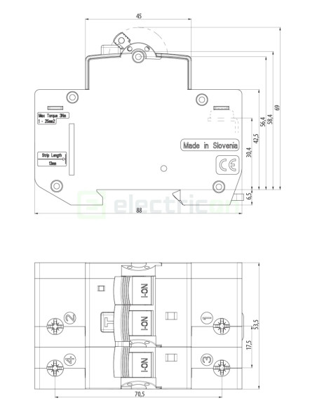 Disjunctor RCBO 16A 30mA ETI 2P