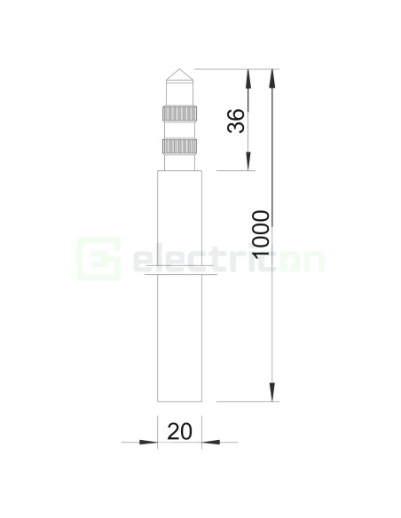 Țăruș de împământare (electrod) pentru aplicații standard 1m, diametru 20 mm, 219 20 ST FT, OBO Bettermann, 5000742