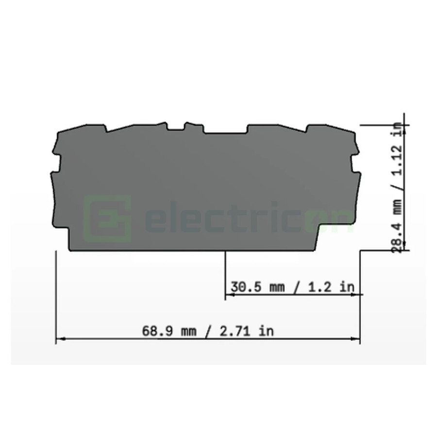 Conector Wago Element terminal pentru cleme sir gama Wago 2202 (4 conexiuni), gri, grosime 0.8mm, Wago, 2002-1491 – montaj rapid