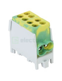 Clemă de derivație Cu-Al 1P 2 conexiuni (1x25mm² + 1x25mm²) verde-galben FLECU - Tracon Electric FLECU-25-16-2ZS