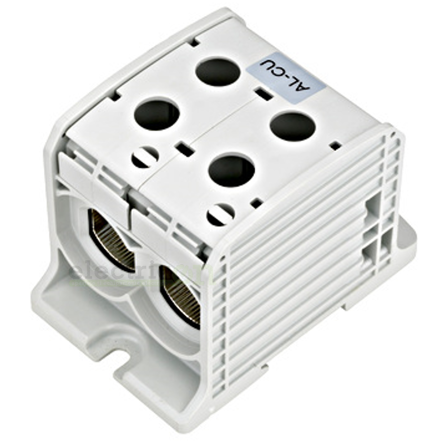 Clemă de derivație Clema de derivatie dubla AL-CU, 1P, 185mmp/150mmp, cu pin, gri – montaj rapid și sigur în aplicații electrice