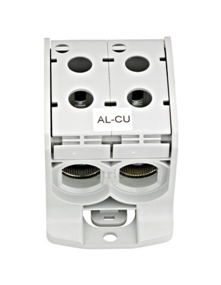 Clemă de derivație Clema de derivatie dubla AL-CU, 1P, 185mmp/150mmp, cu pin, gri – montaj rapid și sigur în aplicații electrice