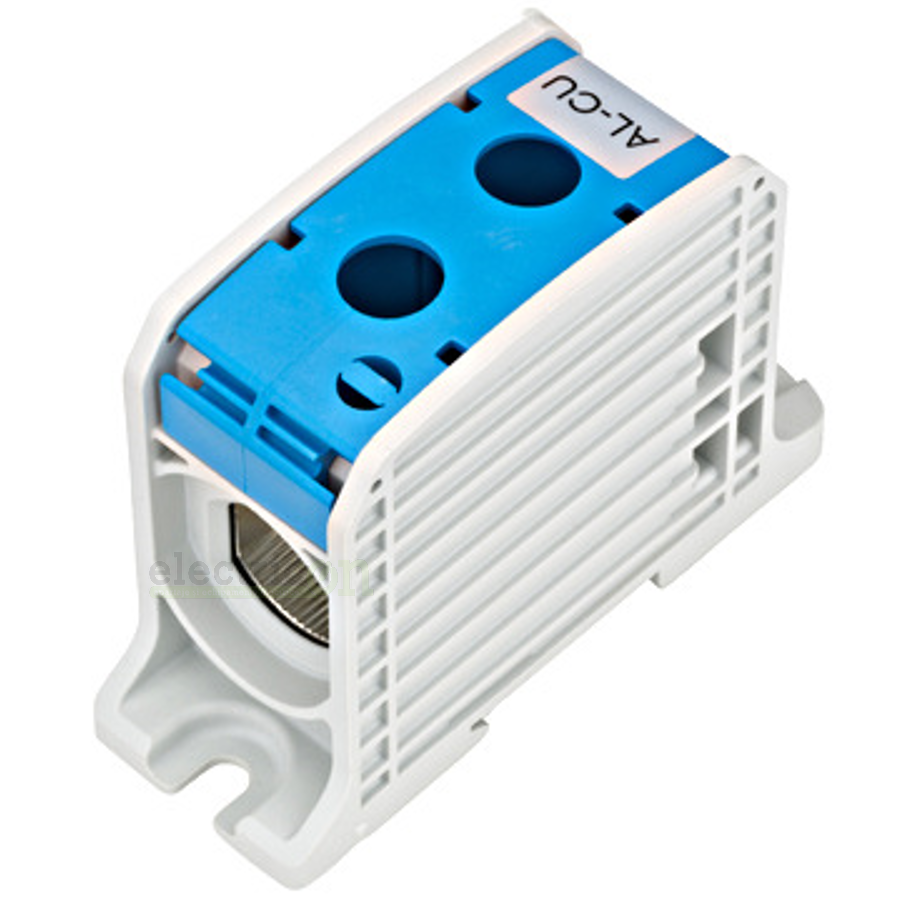 Clemă de derivație Clema de derivatie AL-CU, 1P, 185mmp/150mmp, cu pin, albastra – montaj rapid și sigur în aplicații electrice 