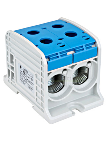 Clemă de derivație Clema de derivatie dubla AL-CU, 1P, 185mmp/150mmp, cu pin, albastra – montaj rapid și sigur în aplicații elec