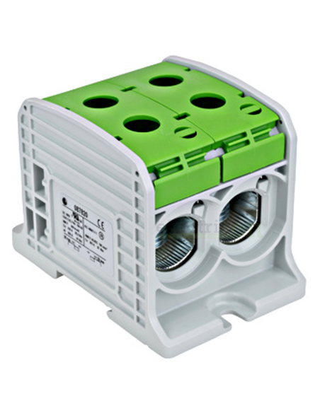 Clemă de derivație Clema de derivatie dubla AL-CU, 1P, 185mmp/150mmp, cu pin, verde – montaj rapid și sigur în aplicații electri