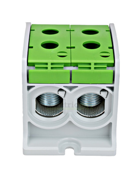 Clemă de derivație Clema de derivatie dubla AL-CU, 1P, 185mmp/150mmp, cu pin, verde – montaj rapid și sigur în aplicații electri