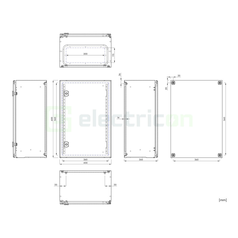 Cutie metalica + contrapanou, 600x400x260, cu ușă. IP66, Schrack, WSA6040260 - Electricon.ro