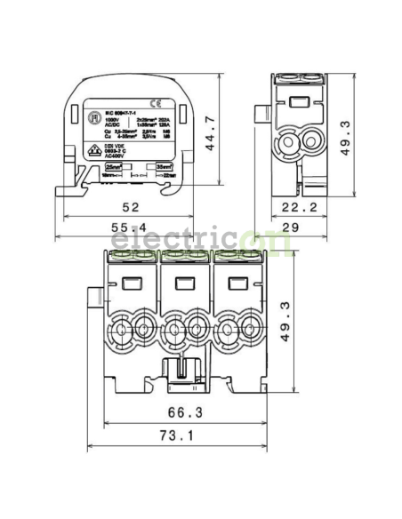 Clemă de derivație 35mm² Clema derivatie, 35mm², Cu-Cu, 1P, gri, Schrack, IK026210 – montaj rapid și sigur în aplicații electric