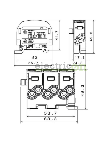 Clemă de derivație 25mm² Clema derivatie, 25mm², Cu-Cu, 1P, negru, Schrack, IK026150 – montaj rapid și sigur în aplicații electr