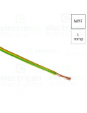 Conductor electric lițat cupru H05V-K - MYF 1x1 mm² - verde-galben