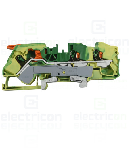 Conector Wago 16 mm² Clema șir, cu pârghie și buton,împământare, 3 conexiuni, 16 mm²,verde-galben, TopJobs Clamp, Wago, 2116-530