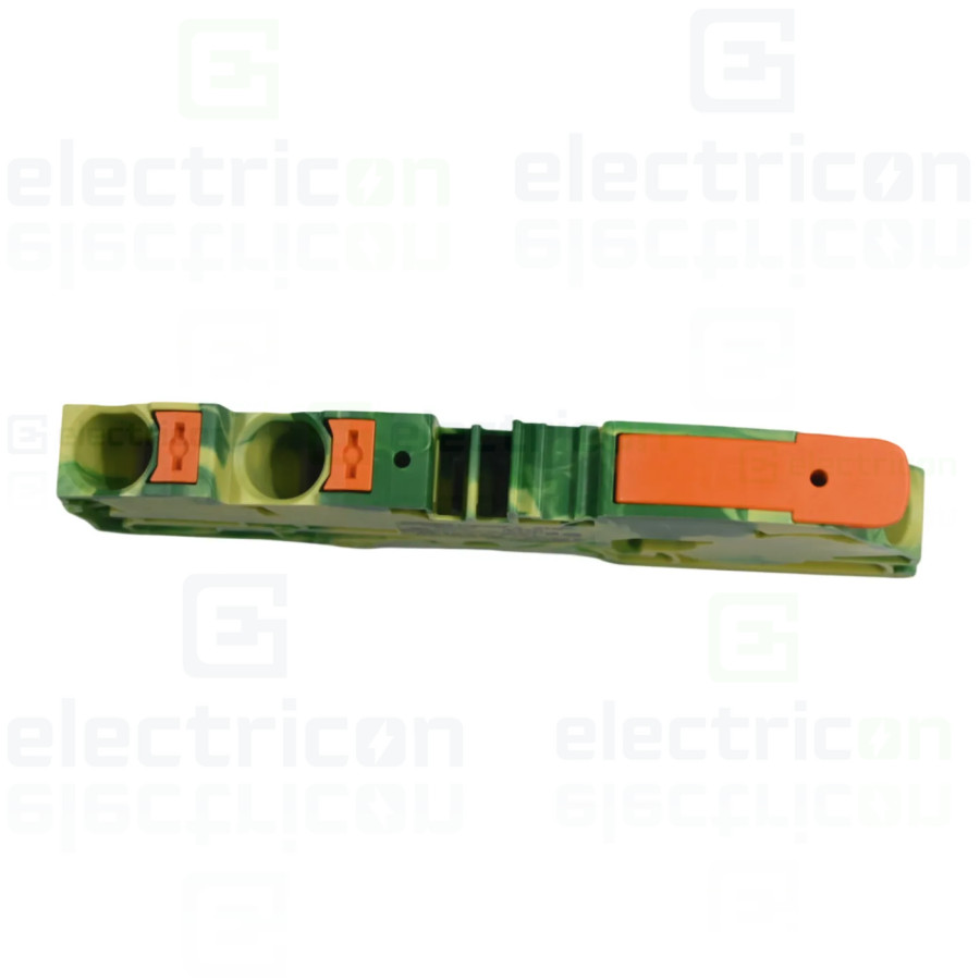 Conector Wago 16 mm² Clema șir, cu pârghie și buton,împământare, 3 conexiuni, 16 mm²,verde-galben, TopJobs Clamp, Wago, 2116-530