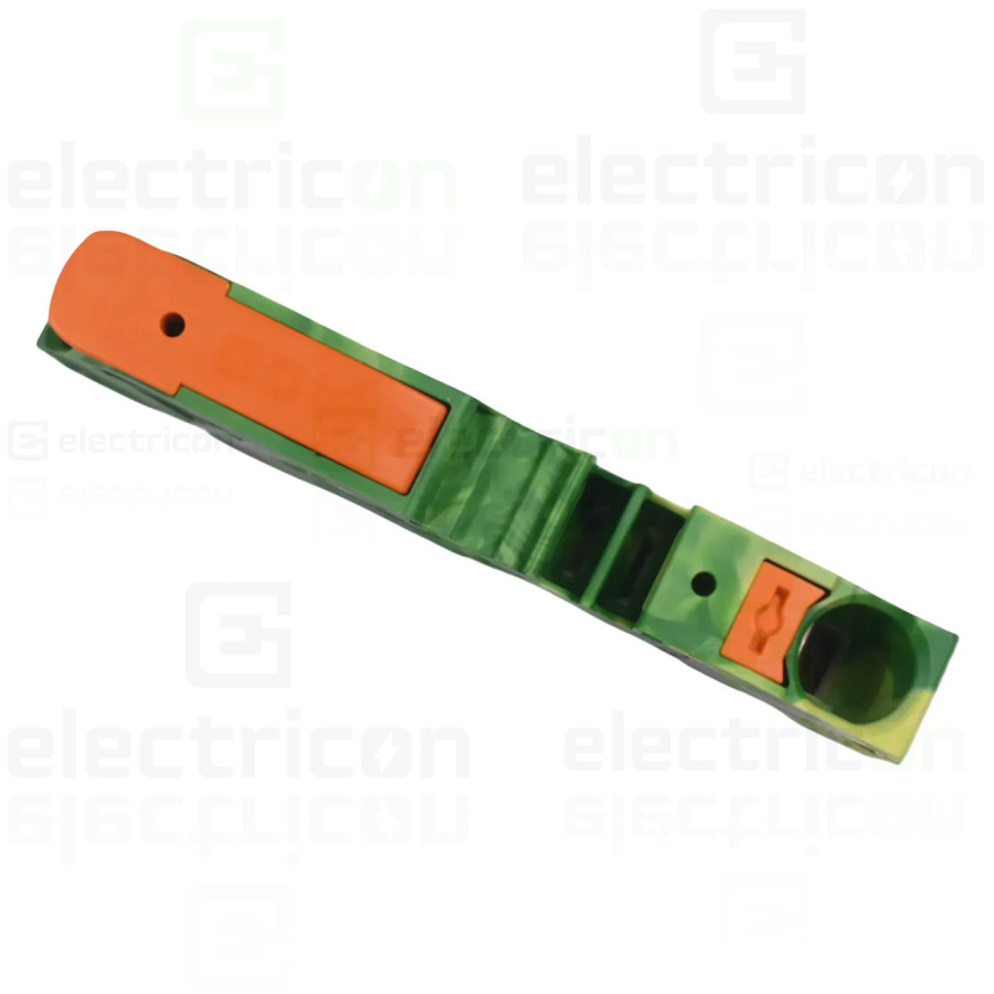 Conector Wago 16 mm² Clema șir, cu pârghie și buton,împământare, 2 conexiuni, 16 mm²,verde-galben, TopJobs Clamp, Wago, 2116-520