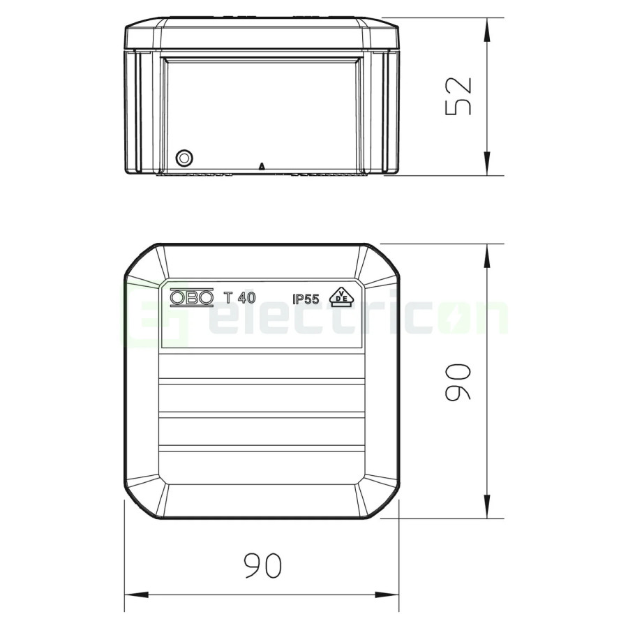 Doză ramificație - Cutie conexiuni - 77x77x46mm montaj aparent IP66 fără intrări - OBO Bettermann 2007223
