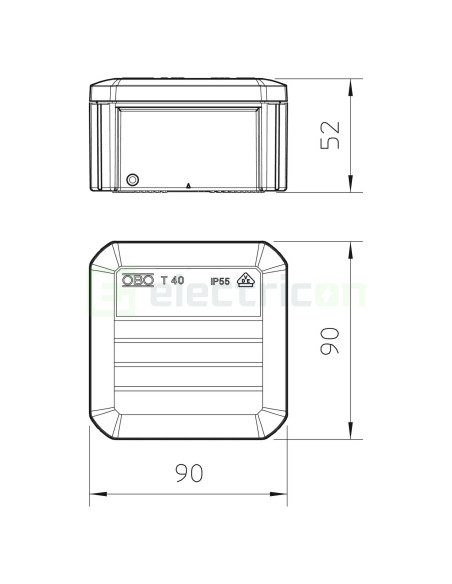 Doză ramificație - Cutie conexiuni - 77x77x46mm montaj aparent IP66 fără intrări - OBO Bettermann 2007223