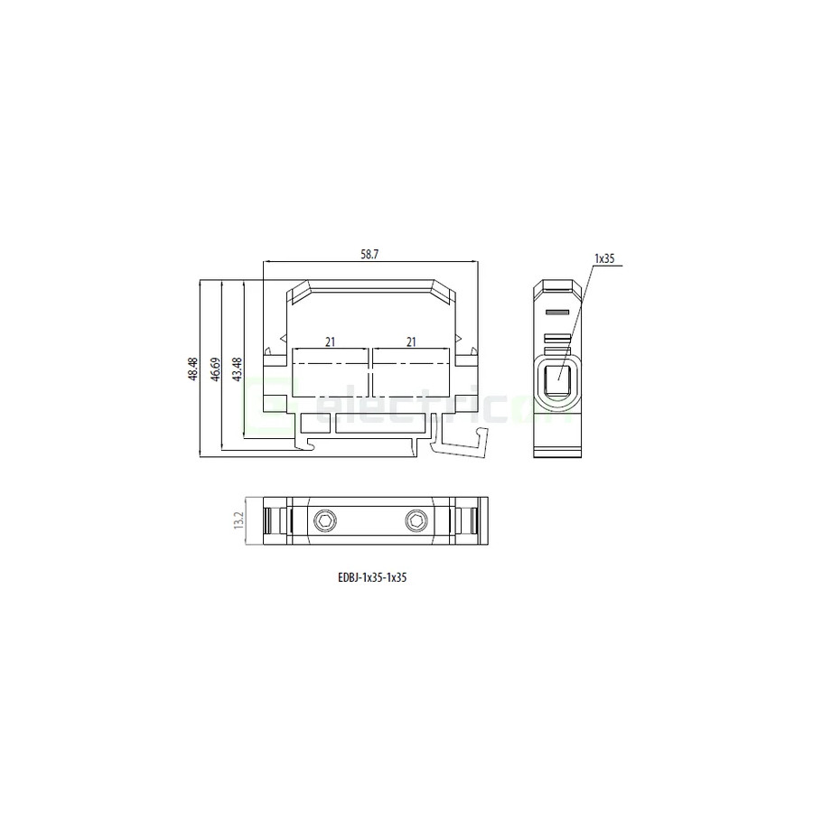 Clemă șir 35mm² Clema derivatie 35mm², 1 intrare - 1 iesire, negru, ETI – montaj rapid și sigur în aplicații electrice diverse
