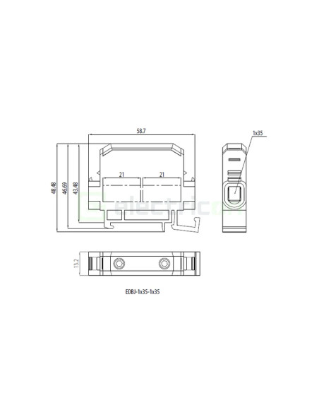 Clemă șir 35mm² Clema derivatie 35mm², 1 intrare - 1 iesire, negru, ETI – montaj rapid și sigur în aplicații electrice diverse