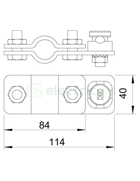 Brida de legatura pentru electrozi la platbanda 20 mm si conductor rotund 8 10 mm; 2730 10 FT, OBO Bettermann, 5001218