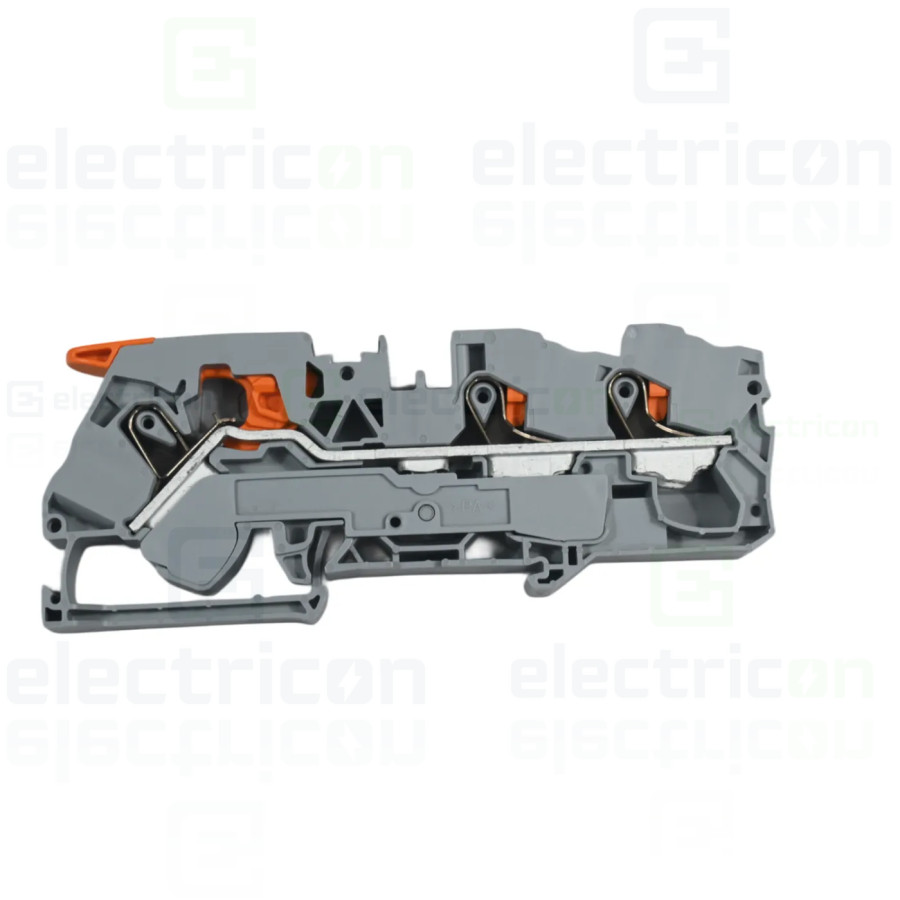 Conector Wago 16 mm² Clema șir, cu pârghie și buton, 3 conexiuni, 16 mm²,gri, TopJobs Clamp , Wago, 2116-5301 – montaj rapid și 