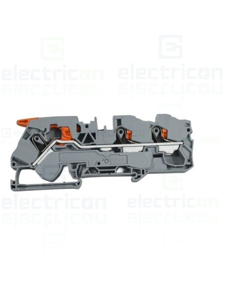 Conector Wago 16 mm² Clema șir, cu pârghie și buton, 3 conexiuni, 16 mm²,gri, TopJobs Clamp , Wago, 2116-5301 – montaj rapid și 