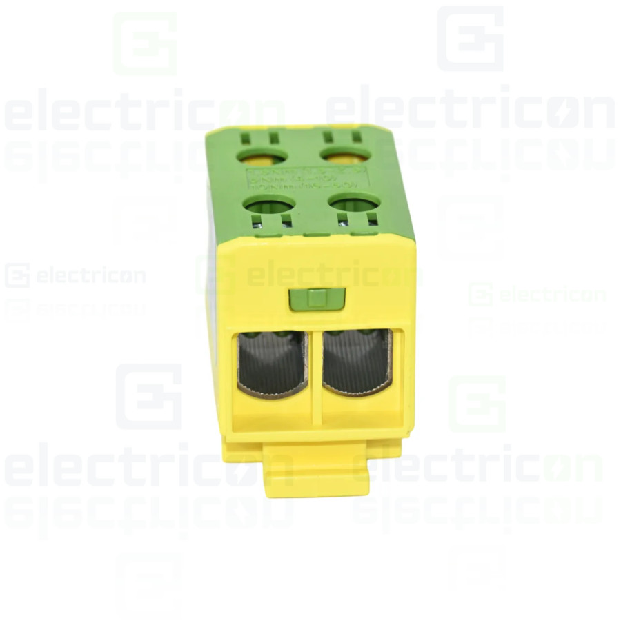Clemă șir 50 mm² Clema derivatie 50 mm², 2 intrari - 2 iesire, galben-verde – montaj rapid și sigur în aplicații electrice diver