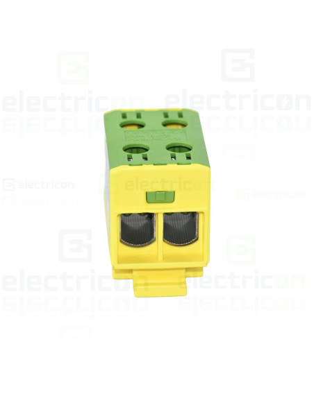 Clemă șir 50 mm² Clema derivatie 50 mm², 2 intrari - 2 iesire, galben-verde – montaj rapid și sigur în aplicații electrice diver