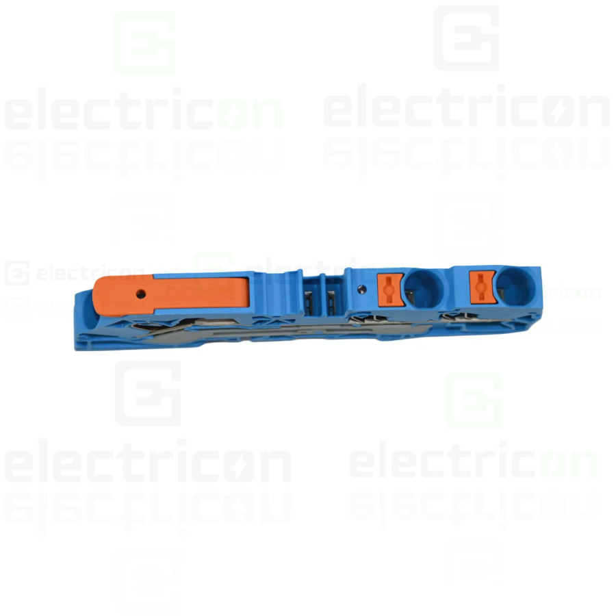 Conector Wago 10 mm² Clema șir, cu pârghie și buton, 3 conexiuni, 10 mm²,albastru, TopJobs Clamp, Wago, 2110-5304 – montaj rapid