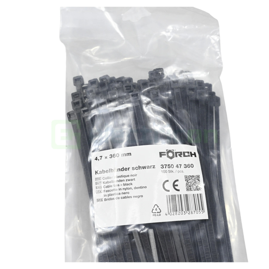 Fasete, colier cablu 360x4.7, negru