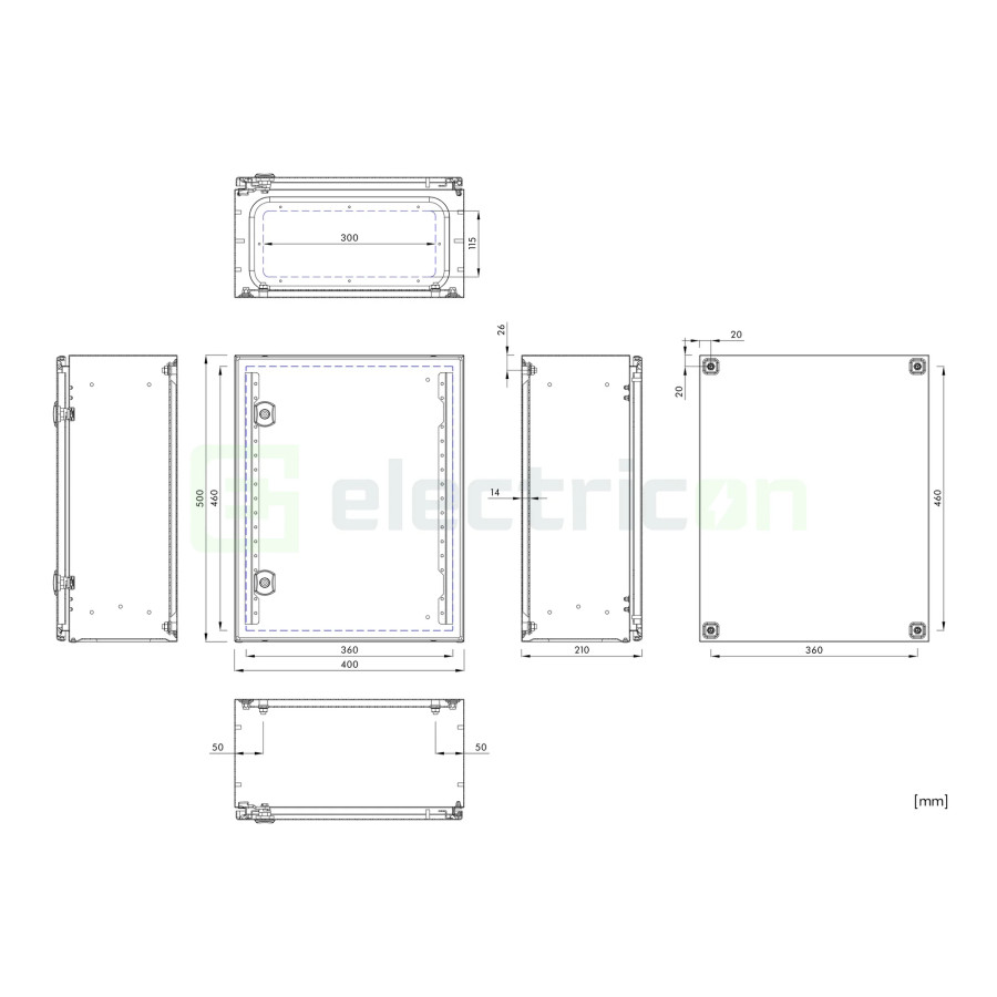 Cutie metalica + contrapanou, 500x400x210, cu ușă. IP66, Schrack, WSA5040210 - Electricon.ro