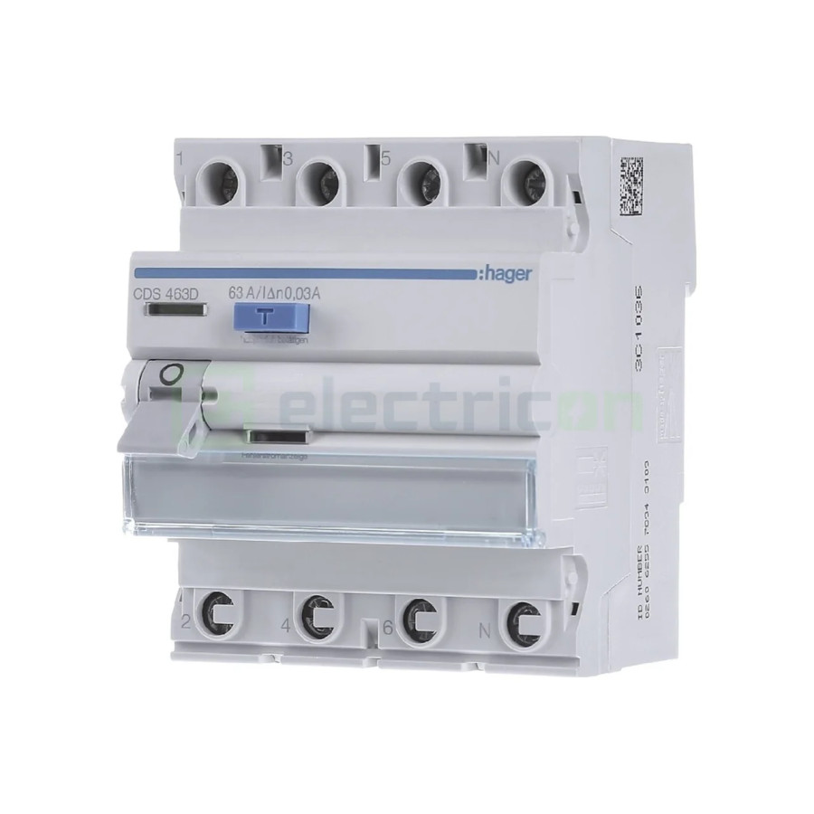Intreruptor RCCB 63A/30mA Hager - CDS463D