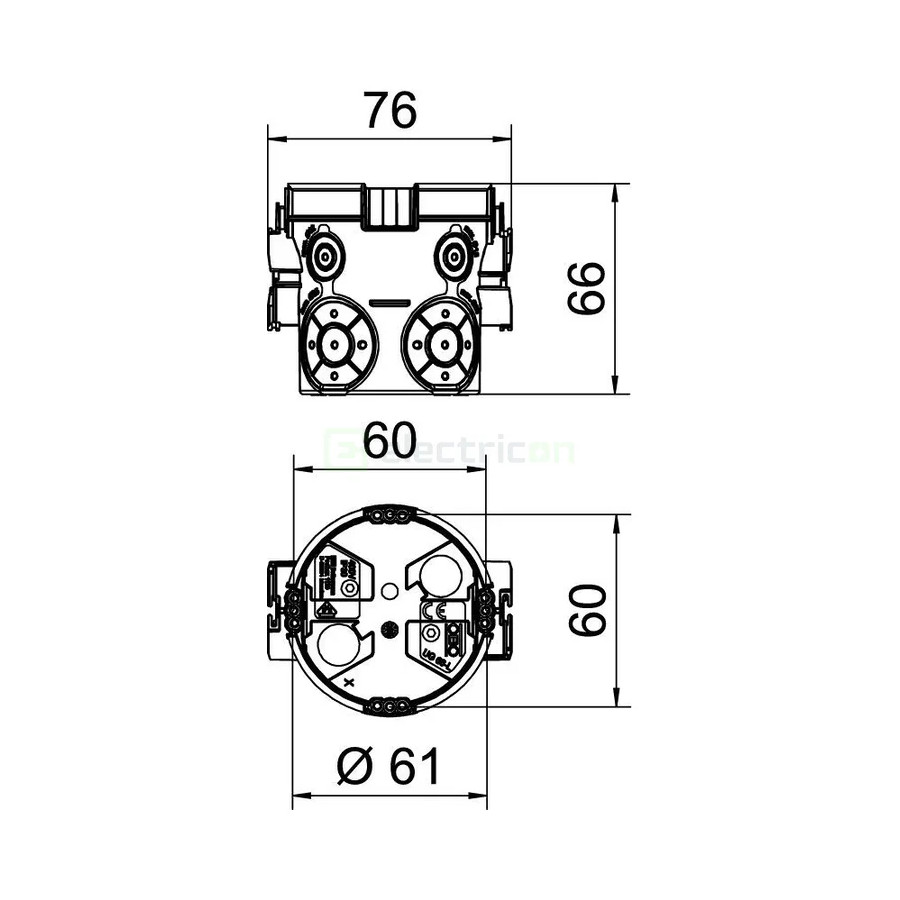 Doza aparataj, sub tencuială, UG 66-L, Ø60 mm, OBO Bettermann, etanșă, 2003708