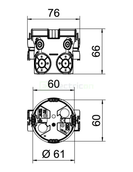 Doza aparataj, sub tencuială, UG 66-L, Ø60 mm, OBO Bettermann, etanșă, 2003708