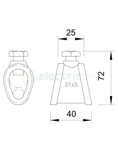 Bride de legatura electrod impamantare si conductori, ø 20 mm/95mm², 2745 20 MS, OBO Betterman, 5001560