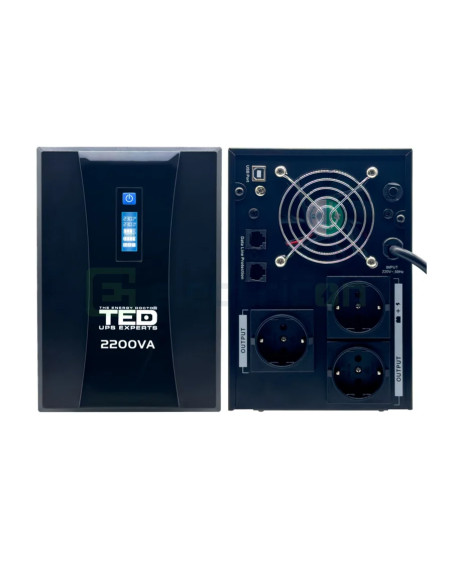 UPS cu 3 prize, cu stabilizator si management, 1250W, LCD, 2200 VA, TED Electric, TED004666