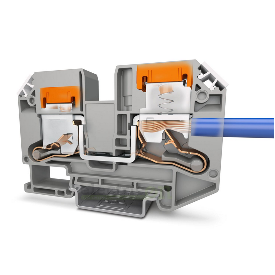 Clemă de derivație 25 mm² Clema șir, de trecere, 2 conexiuni, 25 mm²,gri, XTV 16, Phoenix Contact, 1329672 – montaj rapid și sig