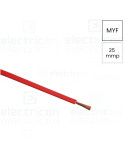 Conductor electric lițat cupru H07V-K - MYF 1x25 mm² - roșu