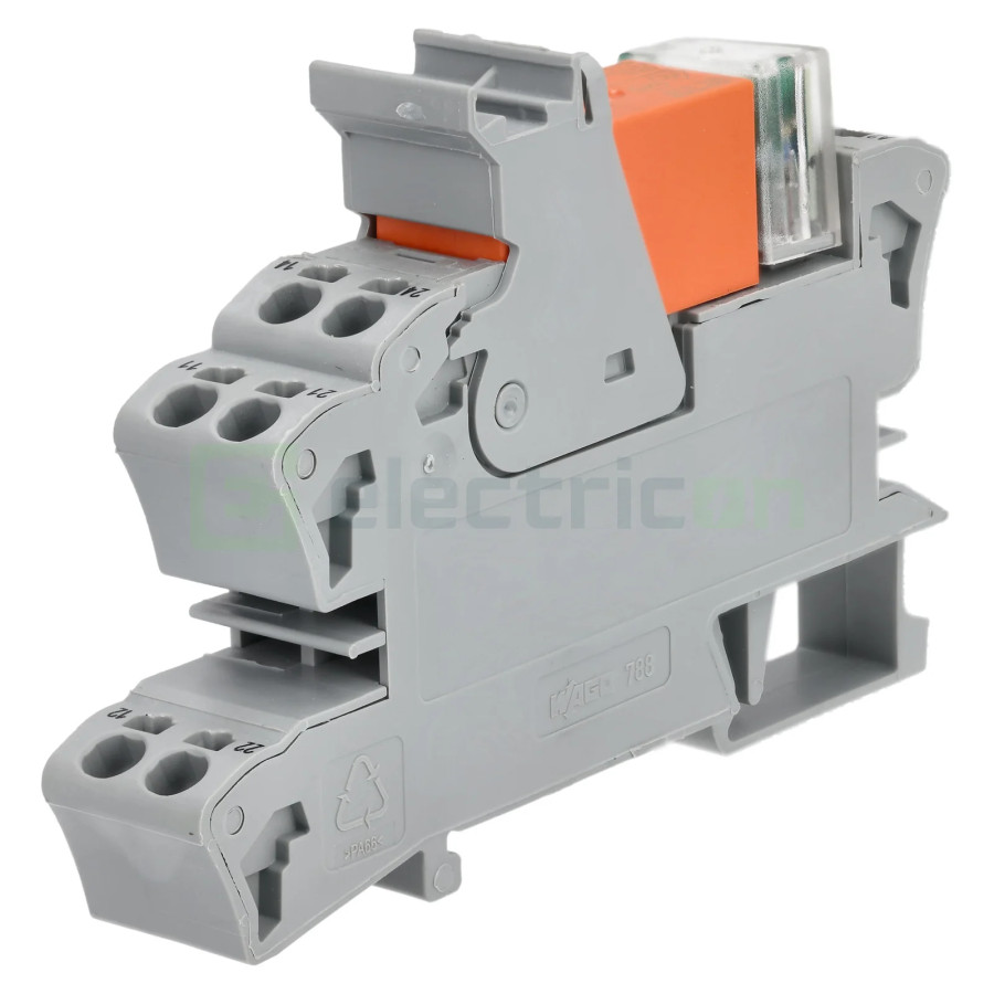 Modul releu Wago, gama 788, bobină de 12V, 2 contacte, DPDT, 8A, indicator roșu, Wago, 788-311